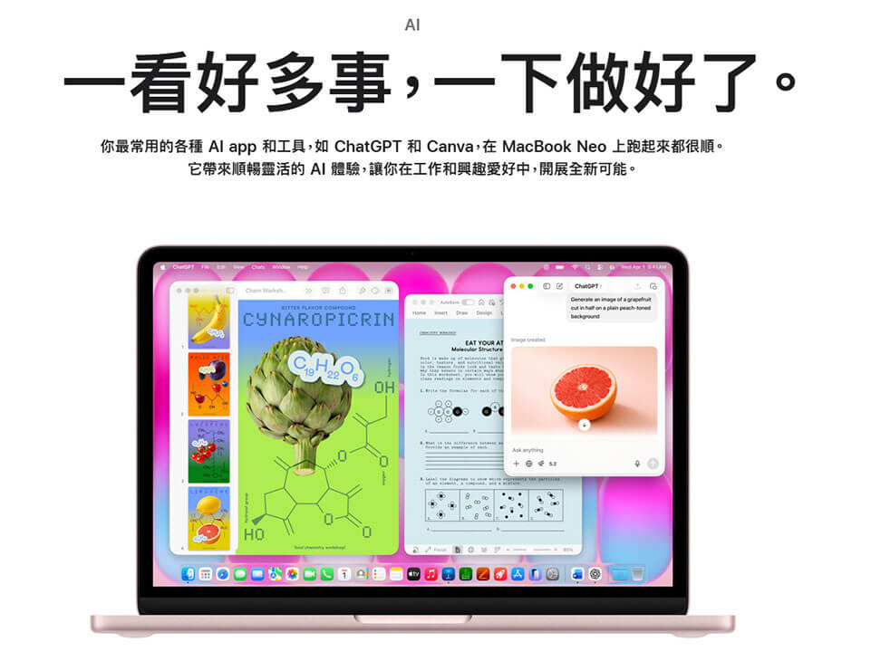 Apple MacBook Neo 13吋 胭粉色 A18 Pro 蘋果筆電